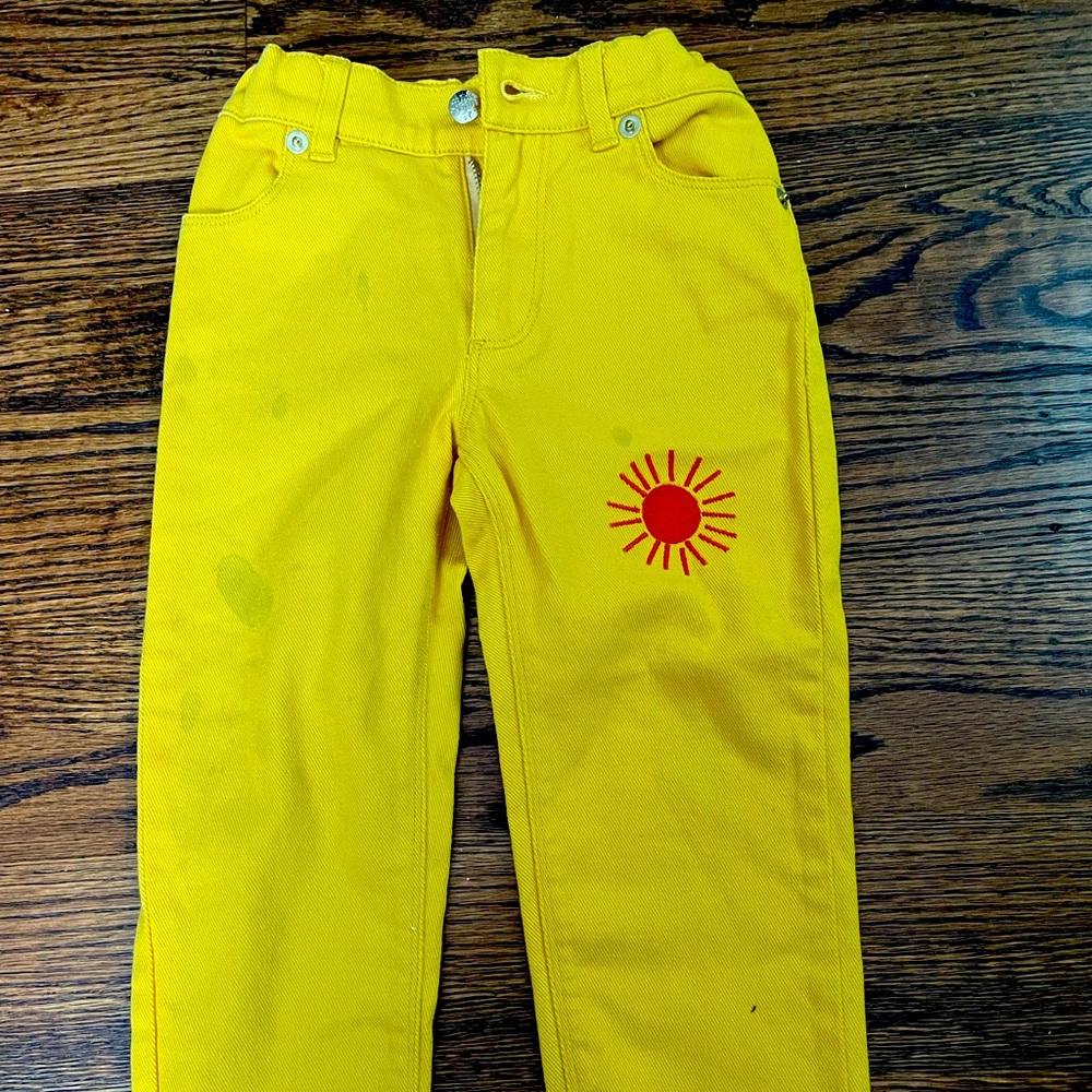 mini rodini organic embroidered twill trousers